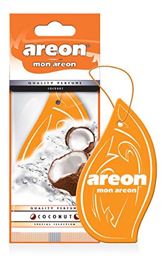 AREON Mon Ambientador de coche para colgar, furgoneta, camión, camper, hogar, oficina, baño, gimnasio, armario, cajones (Coco, paquete de 6)