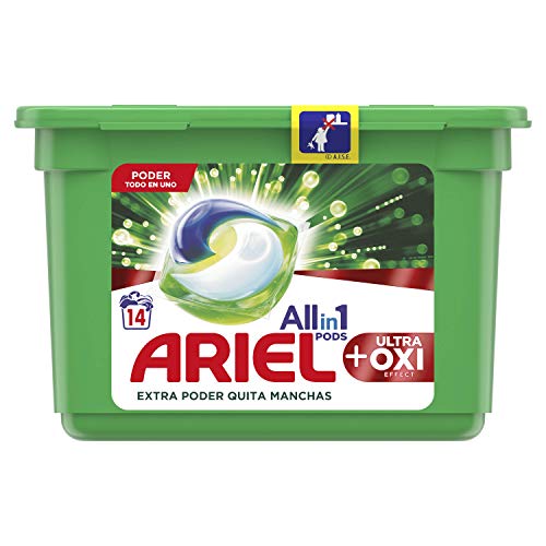 Ariel Todo En Uno Pods +OXI Detergente En Cápsulas 14 Lavados, Con Lavado A 20 °C Y Perfume Duradero