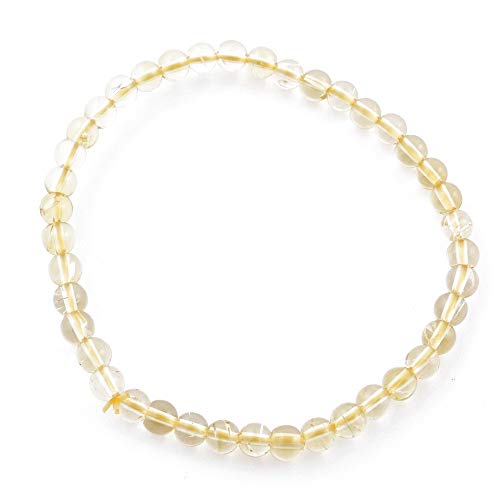ARITZI - Pulsera elástica de Bolas de 4 mm en Mineral Natural de Citrino