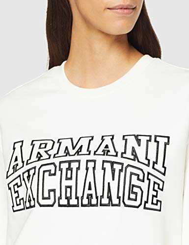 Armani Exchange 90' Style Sudadera, Blanco (Off White 1100), Small para Mujer