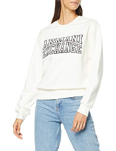 Armani Exchange 90' Style Sudadera, Blanco (Off White 1100), Small para Mujer