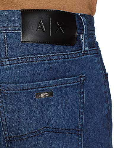 Armani Exchange Cotton Stretch Indigo Blue, Slim Vaqueros, Azul (Denim Indaco 1500), W28/L34 (Talla del Fabricante: 28) para Hombre