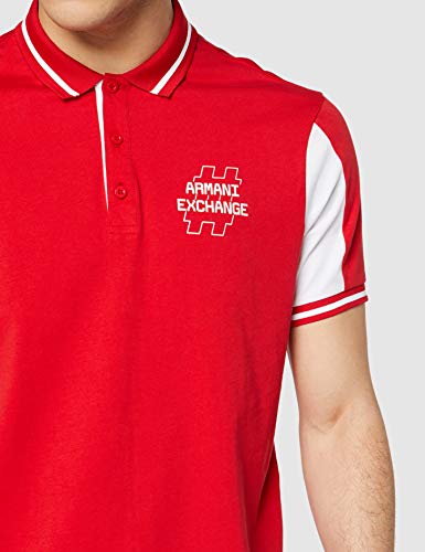 Armani Exchange Hashtag Logo Polo, Rojo (H.Risk Red/White 5422), Medium para Hombre