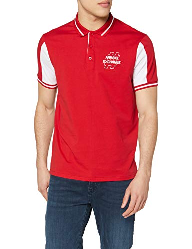 Armani Exchange Hashtag Logo Polo, Rojo (H.Risk Red/White 5422), Medium para Hombre