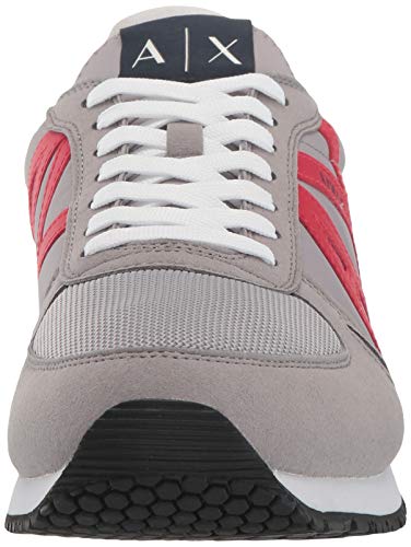 Armani Exchange Retro Running Sneakers, Zapatillas para Hombre, Gris (Alloy+Red D289), 41 EU