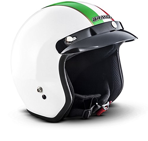 ARMOR Helmets AV-47 Casco Moto Demi Jet, DOT certificado, Bolsa de transporte, Multicolor/Italy, S (55-56cm)
