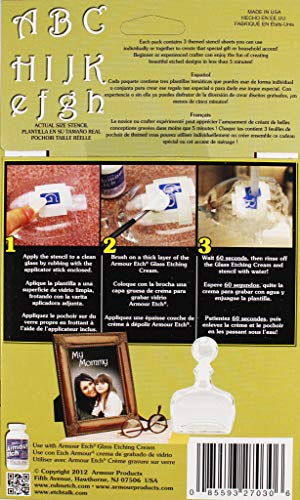 Armour Products Plantillas de diseño Rub 'N' Etch de 12,7 x 20,3 cm, Letras y números de Gala de 3 kg