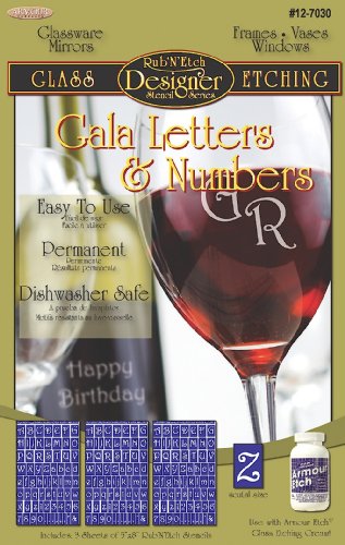 Armour Products Plantillas de diseño Rub 'N' Etch de 12,7 x 20,3 cm, Letras y números de Gala de 3 kg