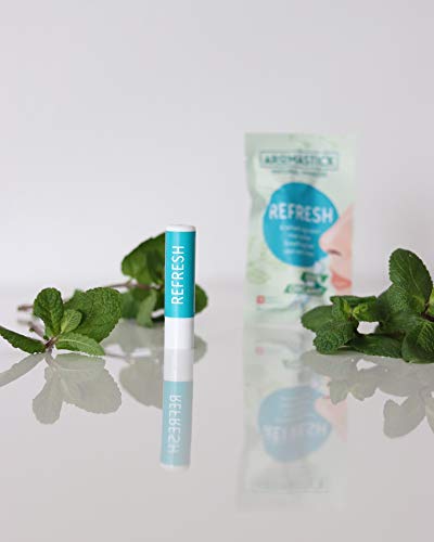 Aromastick Refresh - Mejora la respiración, haciéndola fresca y clara - Inhalador terapéutico natural - Aromaterapia - 100% aceites esenciales puros orgánicos, bio, Mentol, Eucalipto