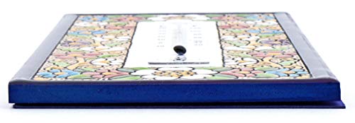 ART ESCUDELLERS TERMOMETRO Pared Modelo 3, termometro Decorativo de cerámica para Colgar Pintado a Mano con la técnica Cuerda Seca. 20cm x 10cm 1cm