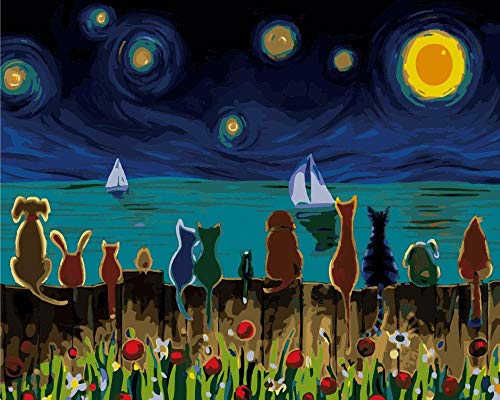 ART-HDeck Pintar por numeros Adultos Resumen Cielo Estrellado de Van Gogh Pintura al óleo de Bricolaje Principiantes y niños con Pinceles y Pinturas Decoraciones para el Hogar 40x50 cm(Sin Marco)