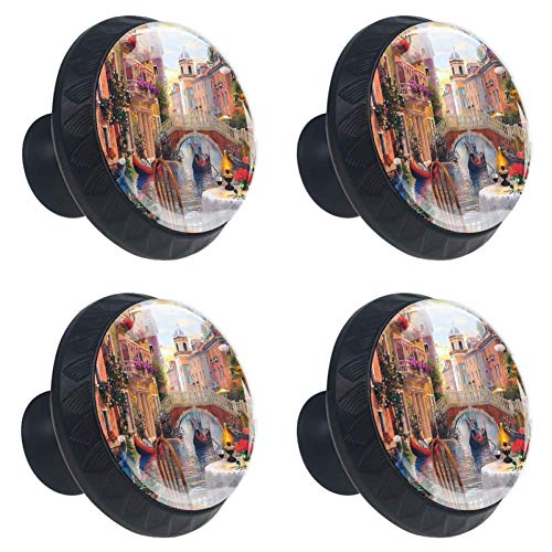 Arte al aire libre de Venecia 4 Piezas Perilla del Cajón del Gabinete,Mango de un Solo Orificio/Tirador de Puerta de Armario,Decoración del Hogar de Gabinete y Decoración del Hogar