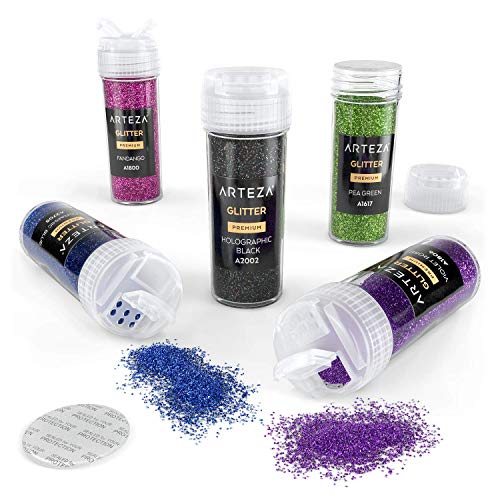 Arteza Purpurina facial y corporal | Set de 48 frascos | Polvo de glitter de colores | Ideal para disfraces, maquillaje y manualidades