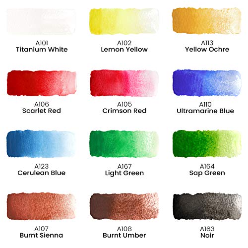 Arteza Tubos de acuarela líquida de calidad | 12 colores de acuarela | Tubos de 11,8 ml | Kit de iniciación para pintar acuarelas