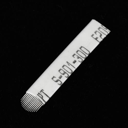 Artibetter 50pcs microblading en forma de u cuchillas agujas de tatuaje de cejas 14 pines (blanco)