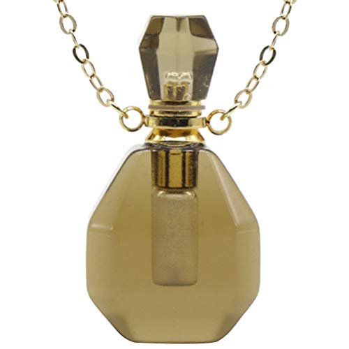 Artibetter Collar de Bricolaje Botella con Cadena de Cristal Botella de Deseos Encanto de La Joyería Mini Perfume Viales de Aceite Esencial Colgante Botella Decorativa para Artesanías (Marrón Claro)