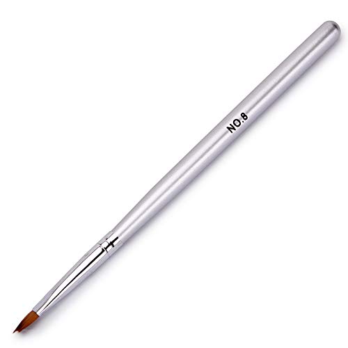 Artlalic - Pincel para diseño de uñas, punta con forma de media luna para manicura francesa, mango negro y plateado, acrílico, gel UV, herramienta de manicura y arte de uñas, 2 unidades