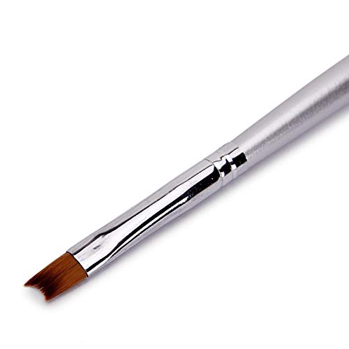 Artlalic - Pincel para diseño de uñas, punta con forma de media luna para manicura francesa, mango negro y plateado, acrílico, gel UV, herramienta de manicura y arte de uñas, 2 unidades