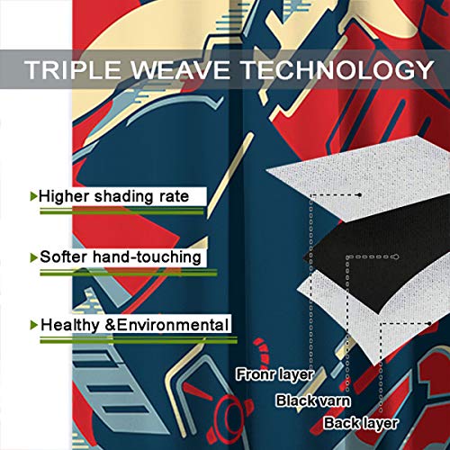 ARYAGO Cortina decorativa Mecha Anime Cortinas, Gundam & Neon Genesis Evangelion Cortina de ventana impermeable para habitación de niños 42 x 72 pulgadas