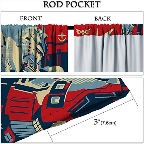ARYAGO Cortina decorativa Mecha Anime Cortinas, Gundam & Neon Genesis Evangelion Cortina de ventana impermeable para habitación de niños 42 x 72 pulgadas