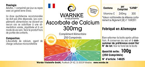 Ascorbato de calcio 300mg – Vitamina C no ácida – Vegana – 250 comprimidos