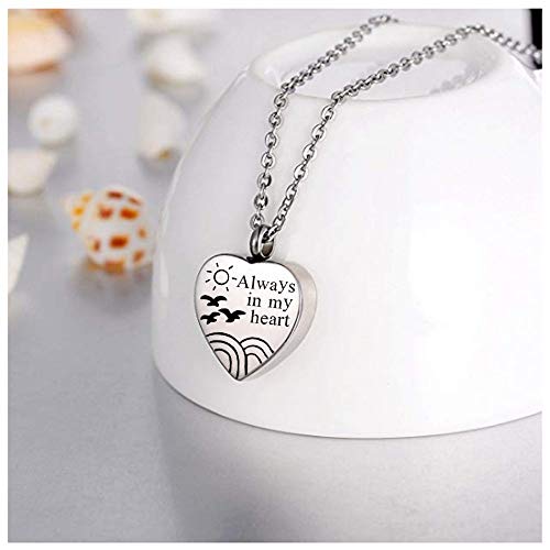 ASDWA Joyas de cremación  Siempre en mi corazón Collar de gaviotas para Cenizas Urna Joyas Luz del Sol Memorial Pet Bird Patrón Cremación Colgante