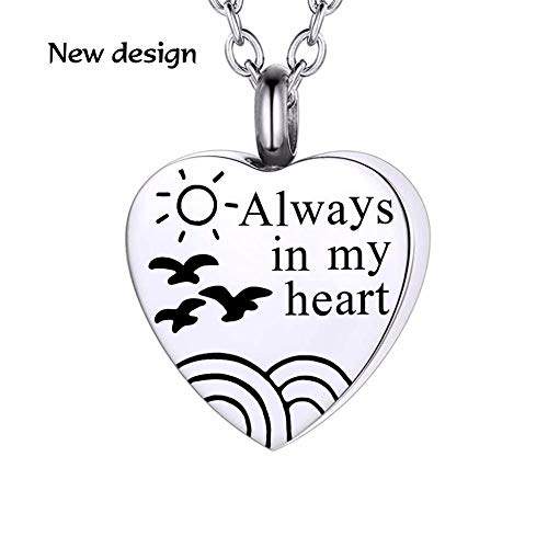 ASDWA Joyas de cremación  Siempre en mi corazón Collar de gaviotas para Cenizas Urna Joyas Luz del Sol Memorial Pet Bird Patrón Cremación Colgante