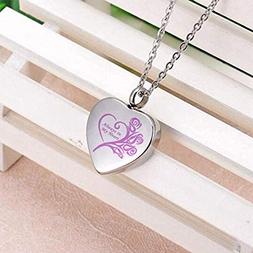 ASDWA Urna Collar Cremación 12 Colores Moda Siempre en mi corazón joyería de cremación Cenizas urna Collar para Regalo de Recuerdo Colgante funerario con Kits de Embudo