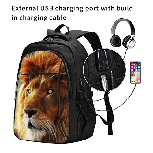 asfg Resistente a Las Manchas Leones Multifunctional Personalized Customized USB Backpack, Student School Outdoor Backpack,Travel Bag Laptop Bookbags Business Daypack.