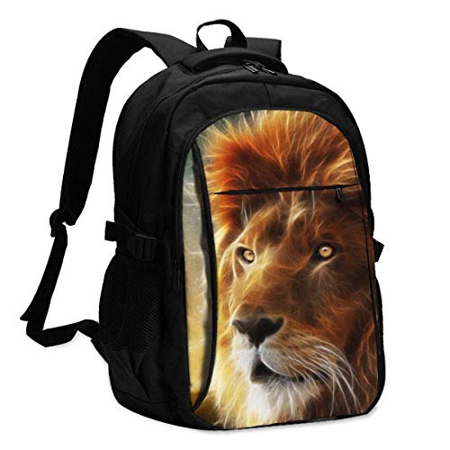 asfg Resistente a Las Manchas Leones Multifunctional Personalized Customized USB Backpack, Student School Outdoor Backpack,Travel Bag Laptop Bookbags Business Daypack.