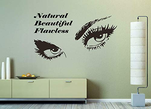 ASFGA Banks Vinyl Girl Eyelash Eye Wall Sticker Girl Eye Wall Decal Beauty Salon Fashion Girl Room Living Room Decoration Decal Makeup Room Studio 100x57cm