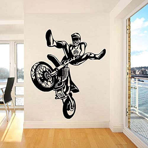 ASFGA Calcomanías de Pared de Motocross Stunt Motocicleta Sport Rider Pegatinas de Ventana de Vinilo Dormitorio de niños Sala de Juegos decoración del hogar Papel Tapiz de Arte