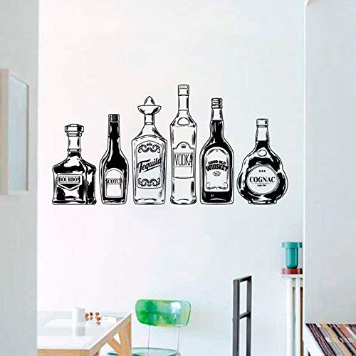 ASFGA Tatuajes de Pared Botella de Vino irlandés vinilos Adhesivos de Pared Alcohol Vidrio patrón Cocina Barra de Noche extraíble decoración del hogar Club Sala de Estar 42x82cm