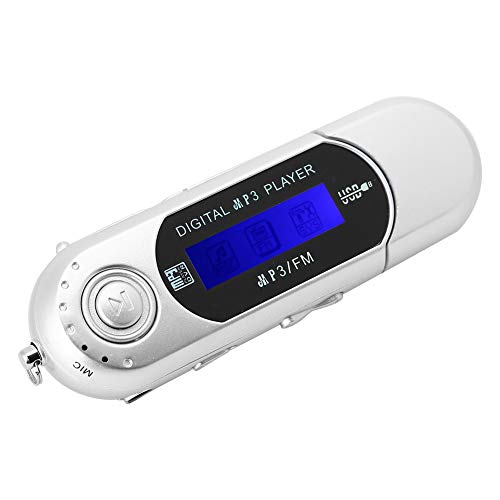 ASHATA Mini Reproductor de mp3,USB 2.0 Music Player con Auriculares,Radio FM Apoyo 32 GB Tarjetas Micro SD/TF,Admite Varios Idiomas de España/Portugal/Inglés (Plata)