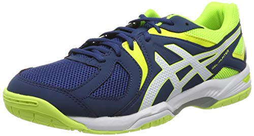 Asics Gel-Hunter 3, Zapatos de Bádminton para Hombre, Azul (Poseidon/White/Safety Yellow), 45 EU