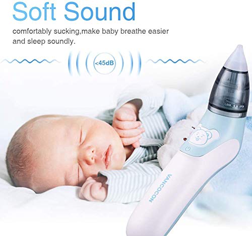 Aspirador nasal, Ultpeak® 2 en 1 limpiador de nariz eléctrico para bebé y removedor de cera del oído con 4 boquillas de lechón reutilizables para recién nacidos, niños pequeños y bebés