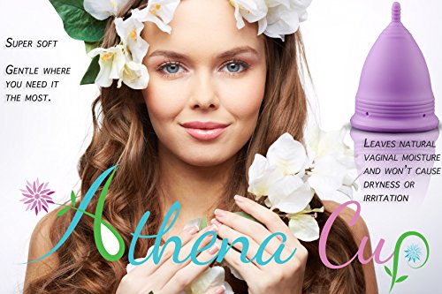 Athena Copa Menstrual – La copa menstrual más recomendada - Incluye una bolsa de regalo - Talla 1, Violeta liso - ¡Ausencia de pérdidas garantizada!