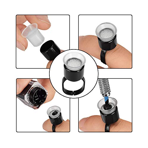atomus 50 unidades Tattoo Anillo de tinta tazas Tattoo de tinta Ring tazas de plástico desechables pigmento anillos Cups con esponja para Micro Blading