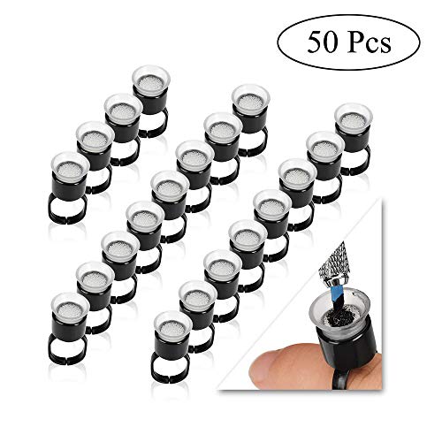 atomus 50 unidades Tattoo Anillo de tinta tazas Tattoo de tinta Ring tazas de plástico desechables pigmento anillos Cups con esponja para Micro Blading