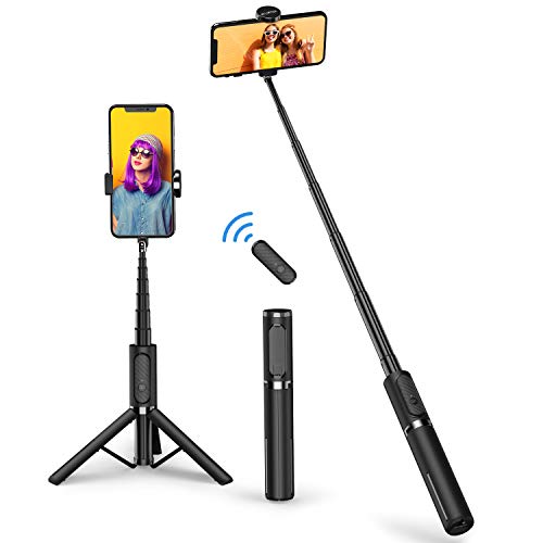 ATUMTEK Palo Selfie Trípode Bluetooth, Extensible 3 en 1 Selfie Stick de Aluminio con Mando a Distancia Inalámbrico 360° Rotación para iPhone 11/XS MAX/XS/XR/X/8 Plus/8, Samsung, Xiaomi y Más