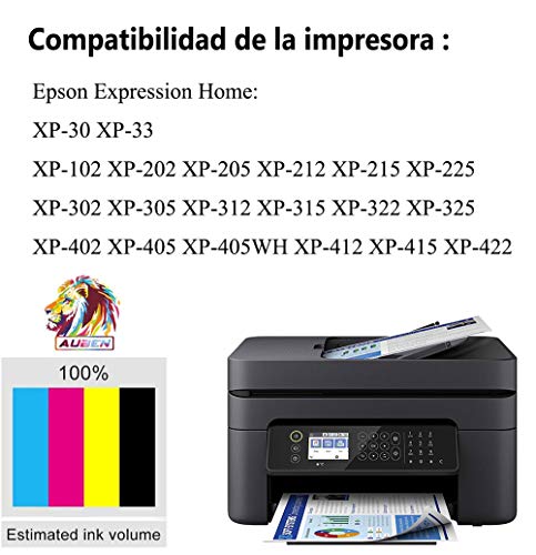 AUBEN T1816 18XL para Epson 18 Cartuchos de Tinta 12 Compatibles con Epson XP-102 XP-202 XP-205 XP-212 XP-215 XP-225 XP-33 XP-302 XP-305 XP-312 XP-315 XP-322 XP-325 XP-405 XP-412 XP-415 XP-422 XP-425