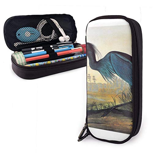 Audubon Little Blue Heron Estuche para lápices Estuche para lápices de gran capacidad Organizador de papelería para la oficina de la escuela, Estuche de maquillaje cosmético multifunción