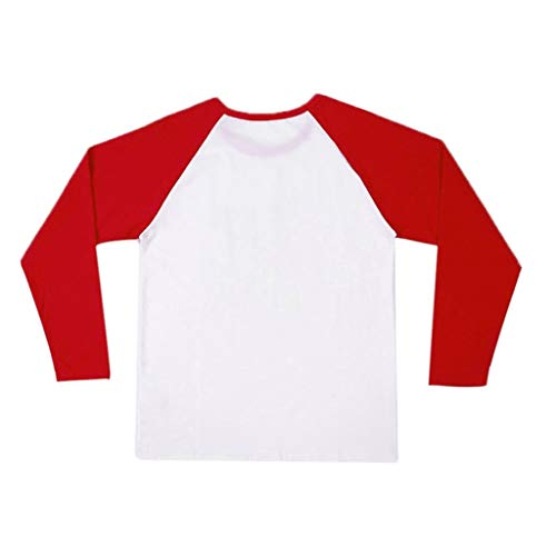 Auifor Casual de Las señoras de Navidad Costura Costura impresión de la Letra de Manga Larga Joker Camiseta de la Tapa（Rojo/Medium）