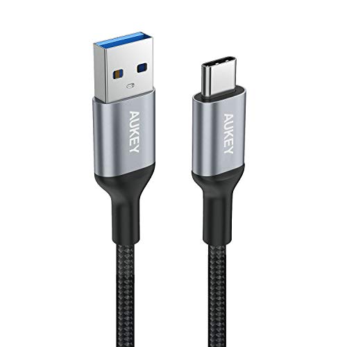 AUKEY Cable USB C a USB 3.0 A 2M Nylón Cable USB Tipo C de Carga y Sincronización para Samsung Galaxy Note 8 Note 9 S10 S10+ S10e S9 S8 S8+ LG V40 V30 V20 G6 G5 Nexus 6P 5X Moto Z Z2 Z3 Google Pixel 2