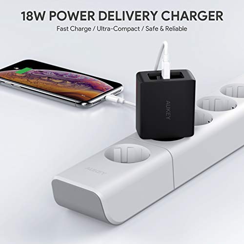 AUKEY Cargador USB C con Power Delivery 18W, Cargador Móvil para Samsung Galaxy S8 / S8+ / Note8, Nexus 5X / 6P, LG G5 / G6, iPhone XS/XS MAX/XR, Nintendo Switch y más