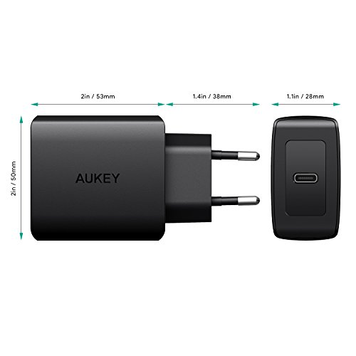 AUKEY Cargador USB C con Power Delivery 18W, Cargador Móvil para Samsung Galaxy S8 / S8+ / Note8, Nexus 5X / 6P, LG G5 / G6, iPhone XS/XS MAX/XR, Nintendo Switch y más