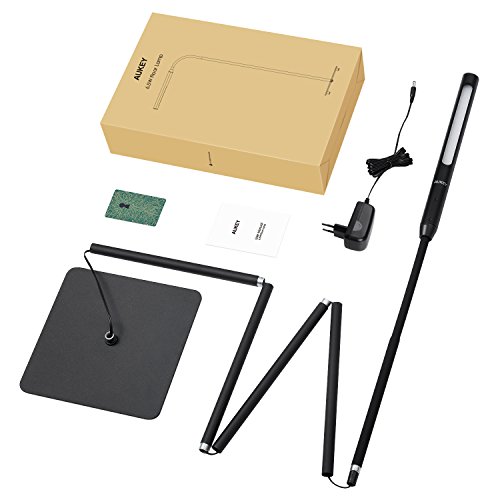 AUKEY Lámpara de Pie LED, Lámpara Táctil con Regulación Continua del Brillo, Cuello Flexible y Cuidado de Ojos, Luz Blanca Natural para Salón y Dormitorio