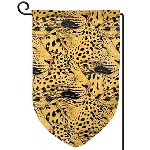 Auld-Shop Leopard Face Garden Flag Patio al Aire Libre Banderas Decorativas Precio a Doble Cara para Todas Las Estaciones y días Festivos