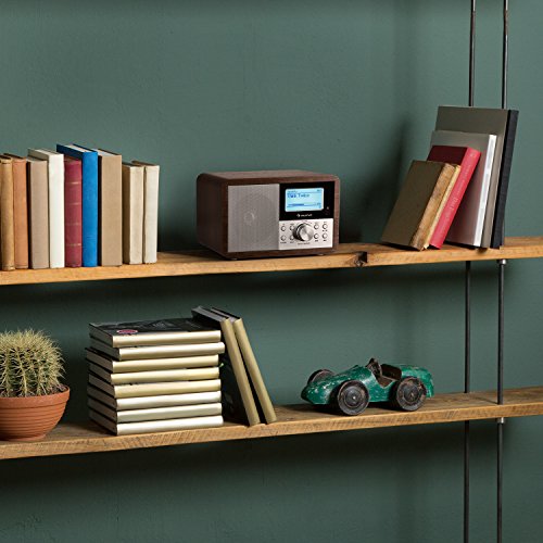 auna Worldwide Mini - Radio Internet, Wi-Fi, USB, MP3, Entrada AUX, Dab/Dab+/ FM, Función RDS, Alarma Dual, Snooze, Temporizador, Diseño Retro, Pantalla LCD con Hora y Fecha, Nogal