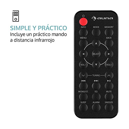 auna Worldwide Mini - Radio Internet, Wi-Fi, USB, MP3, Entrada AUX, Dab/Dab+/ FM, Función RDS, Alarma Dual, Snooze, Temporizador, Diseño Retro, Pantalla LCD con Hora y Fecha, Nogal